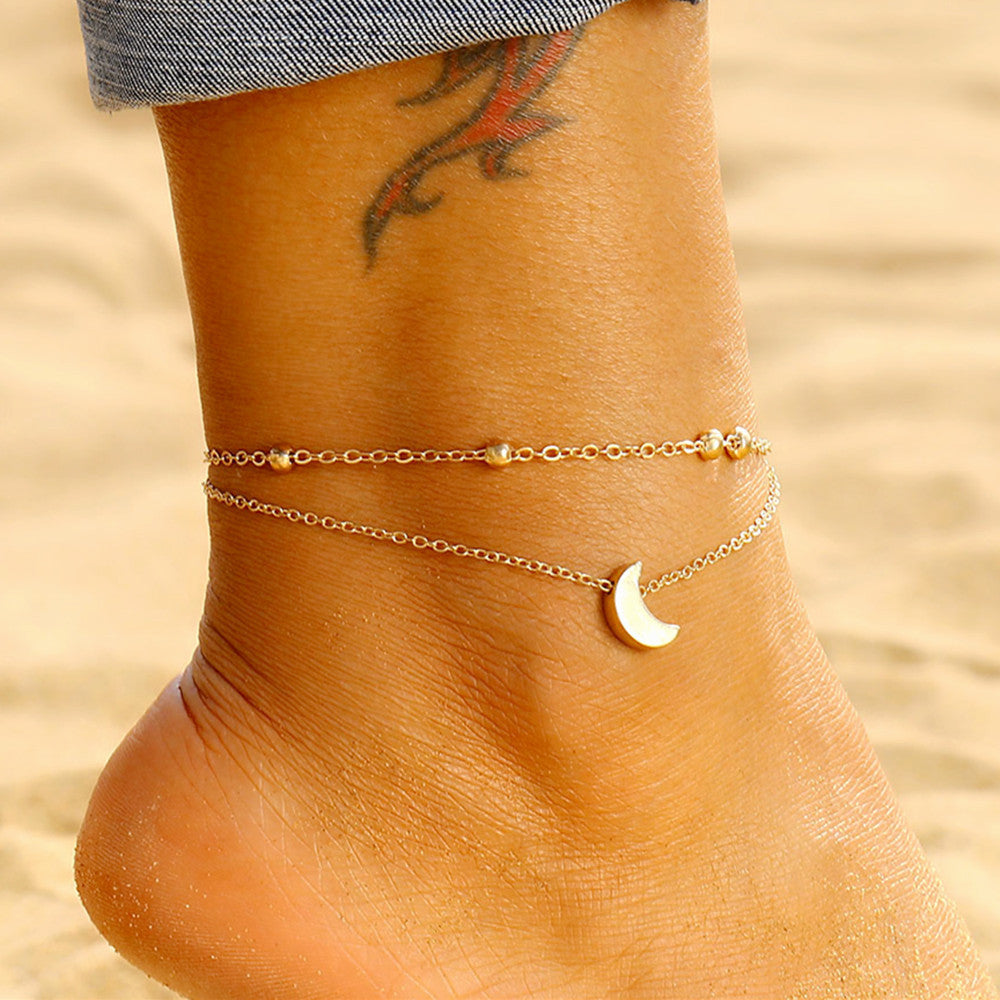 Double Layered Moon Charm Anklet Stornfield