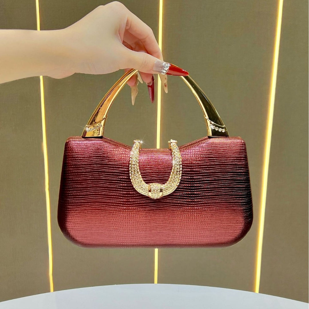 Crocodile-Effect Evening Handbag