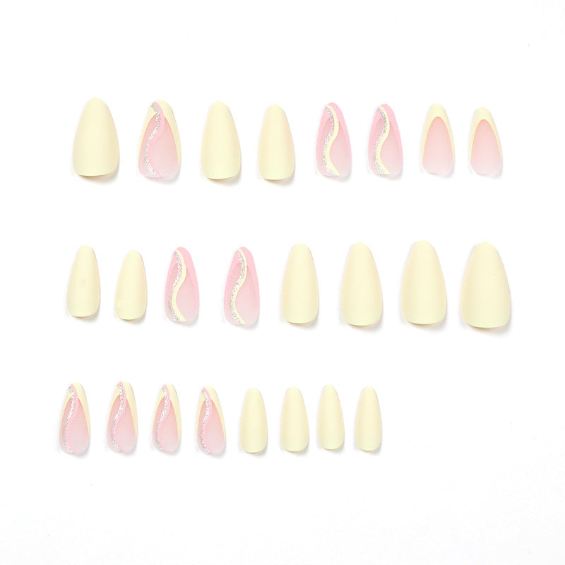 Stylish artificial nails with elegant wave pattern and matte finish Stornfield