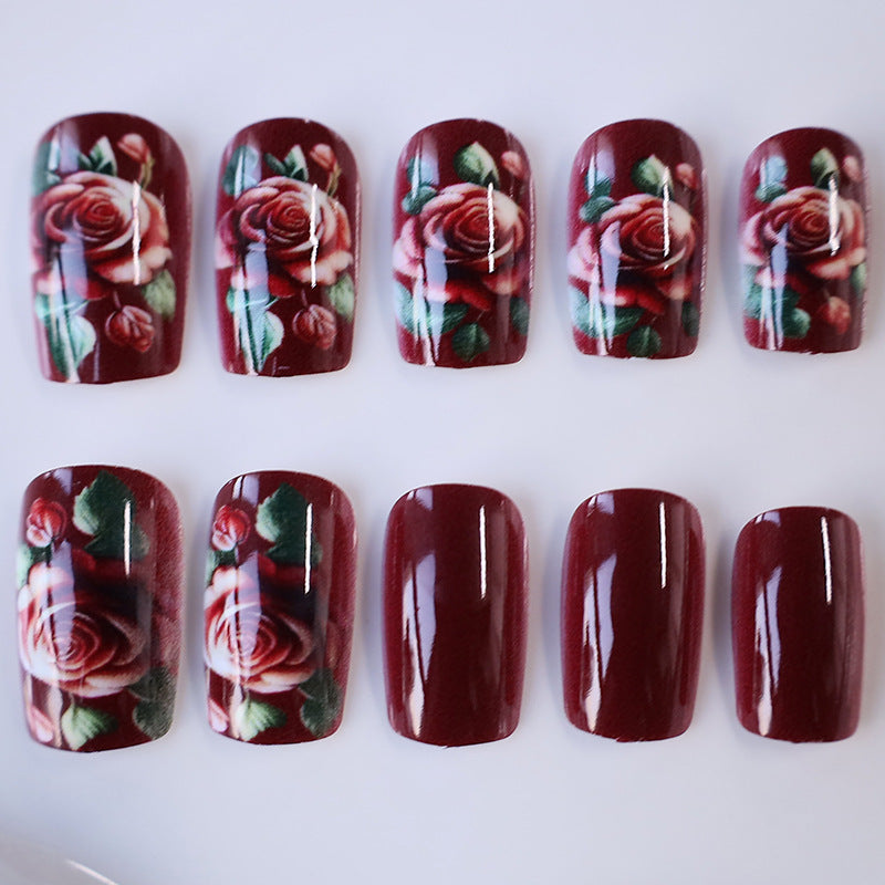Floral Rose Acrylic Nail Art Stornfield