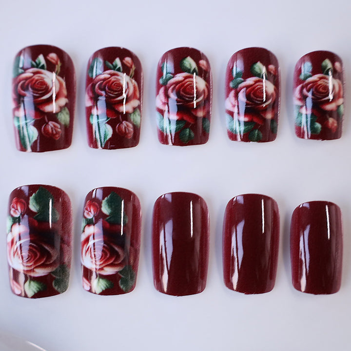 Floral Rose Acrylic Nail Art Stornfield