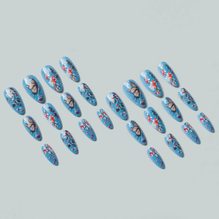 Artistic Floral Butterfly Nail Art