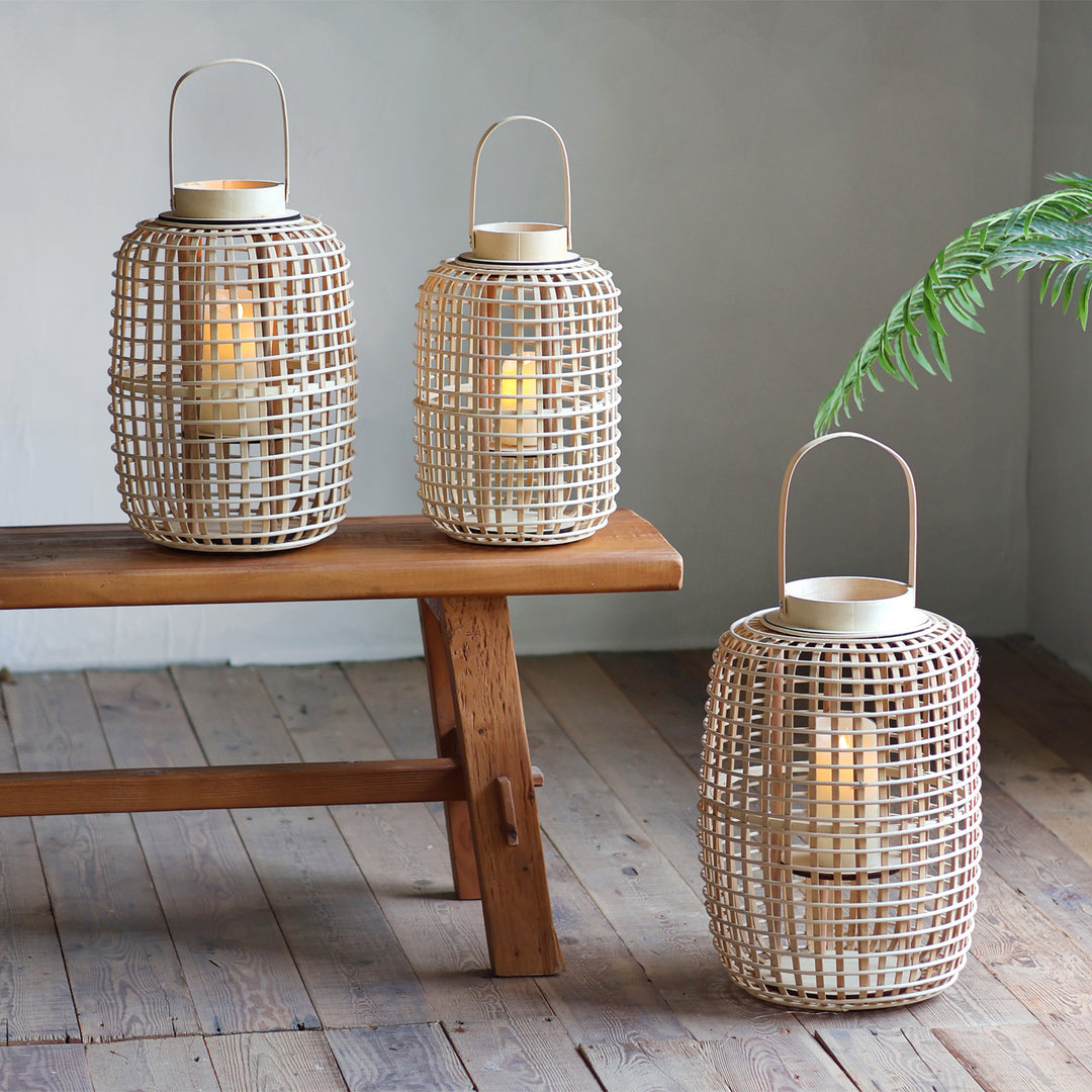 Rustic lantern made of woven material Stornfield