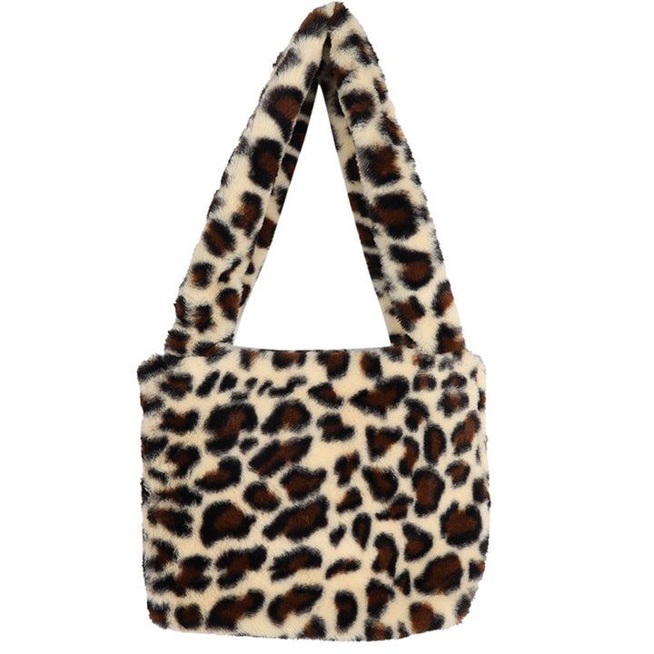 Luxurious Faux Fur Leopard Print Handbag