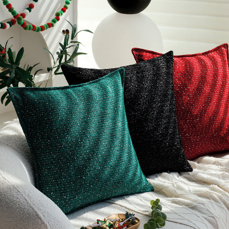 Square cushion cover with metallic houndstooth bouclé and concealed zipper Stornfield