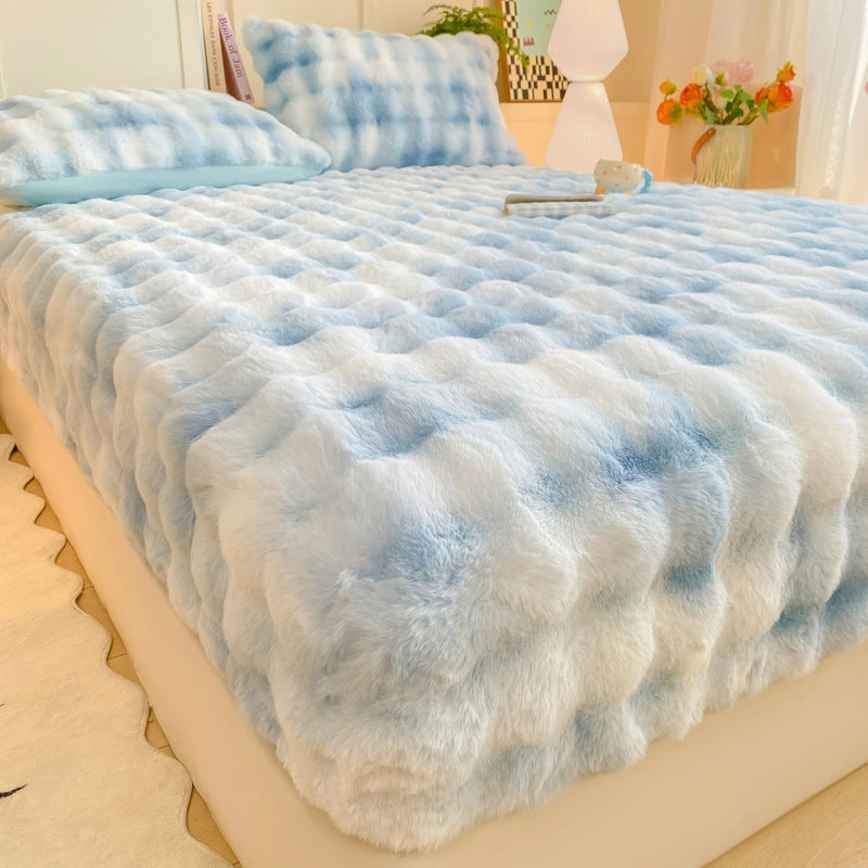Plush Textured Furry Bedspread