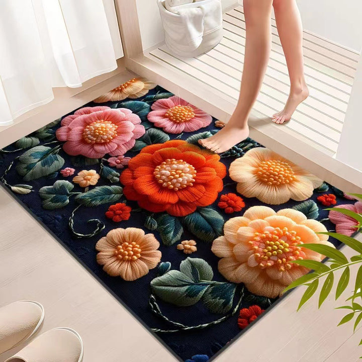 Floral Textured Indoor Mat Stornfield