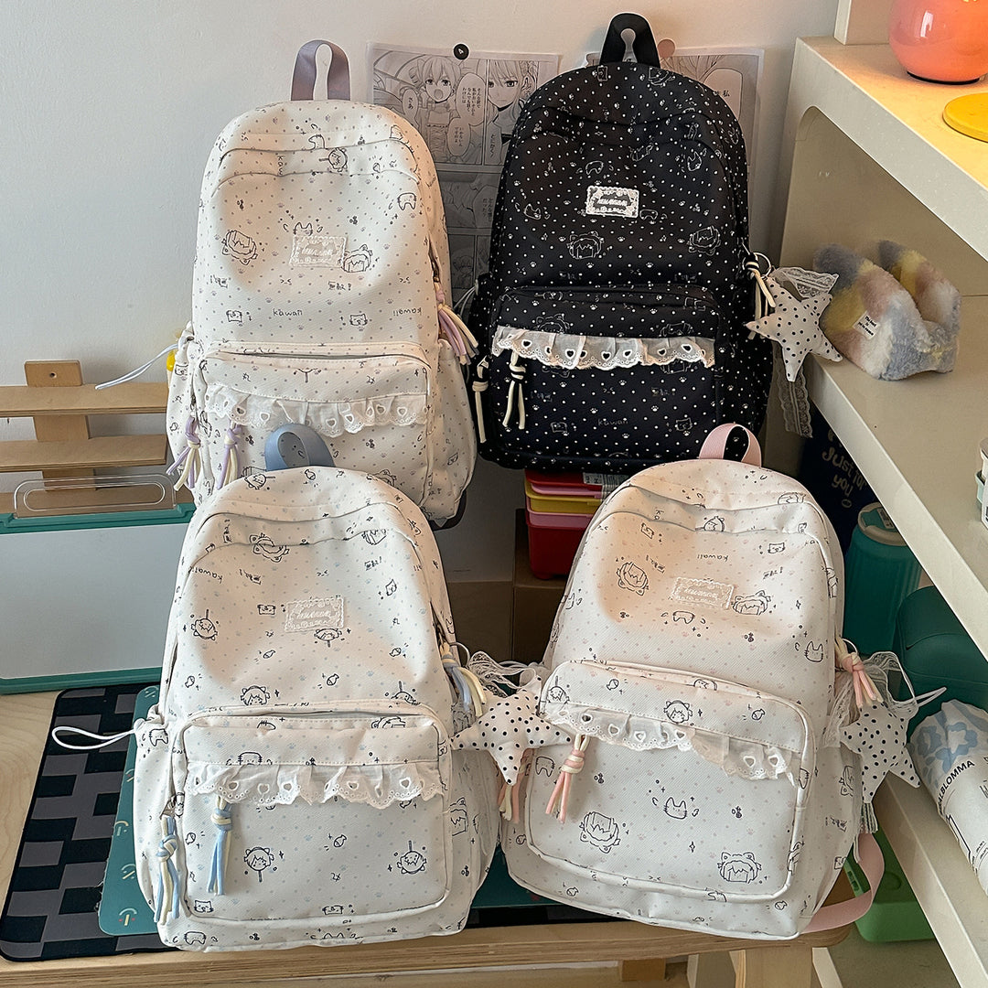 Whimsical Character Print School Backpack Stornfield