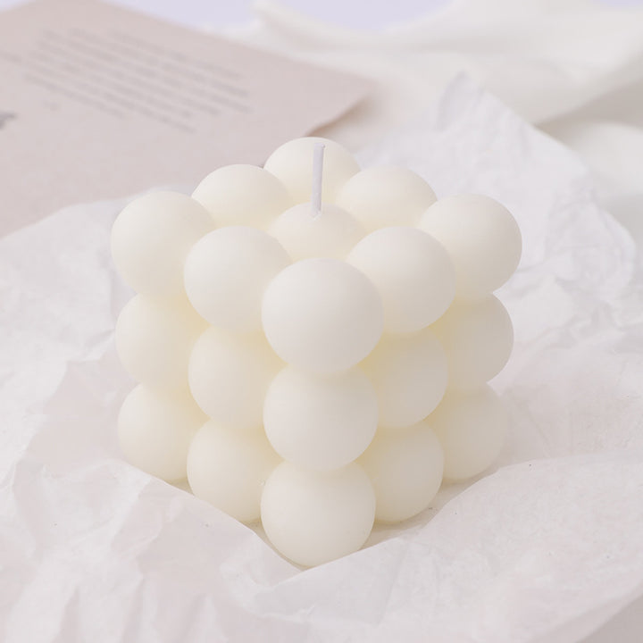 Ribbed Rectangular Pillar Candle with Vertical Fluted Texture