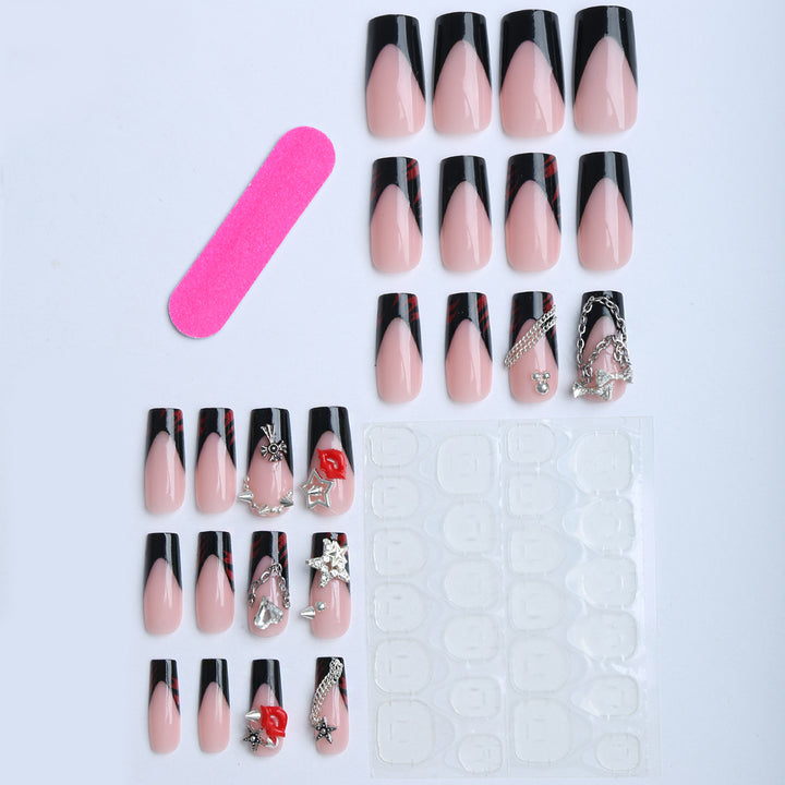 Artificial nails with glamorous 3D decorations and noble accents Stornfield