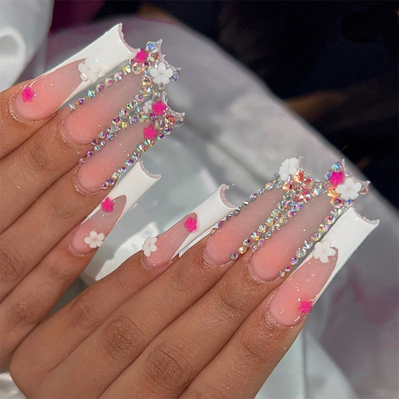 Decorative Press-On Nail Art Set with Floral and Gem Accents Stornfield 1788496044