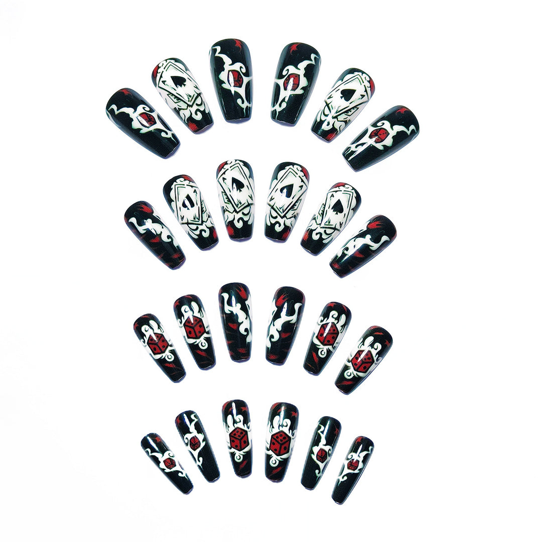 Artificial nails with playing cards and dice motif Stornfield