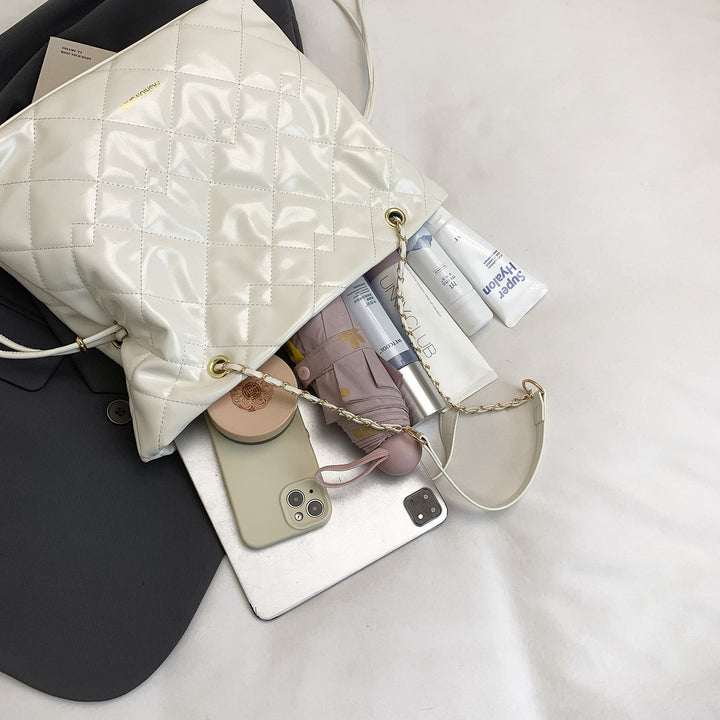 Quilted Patent Leather Slouchy Tote Bag