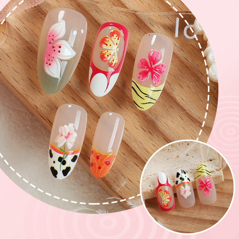 Artistic Hand-Painted Floral Press-On Nail Art Stornfield