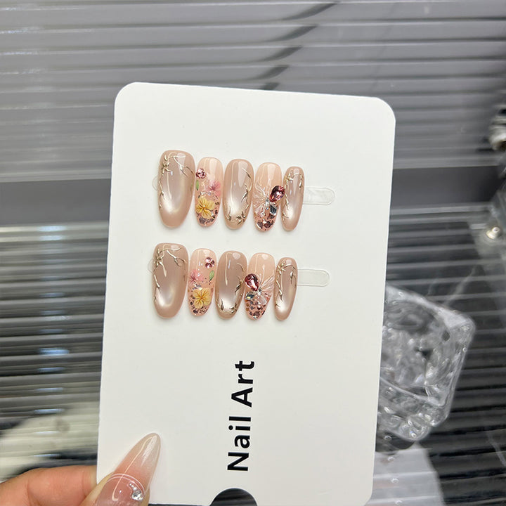 Floral Embellished Press-On Nail Set