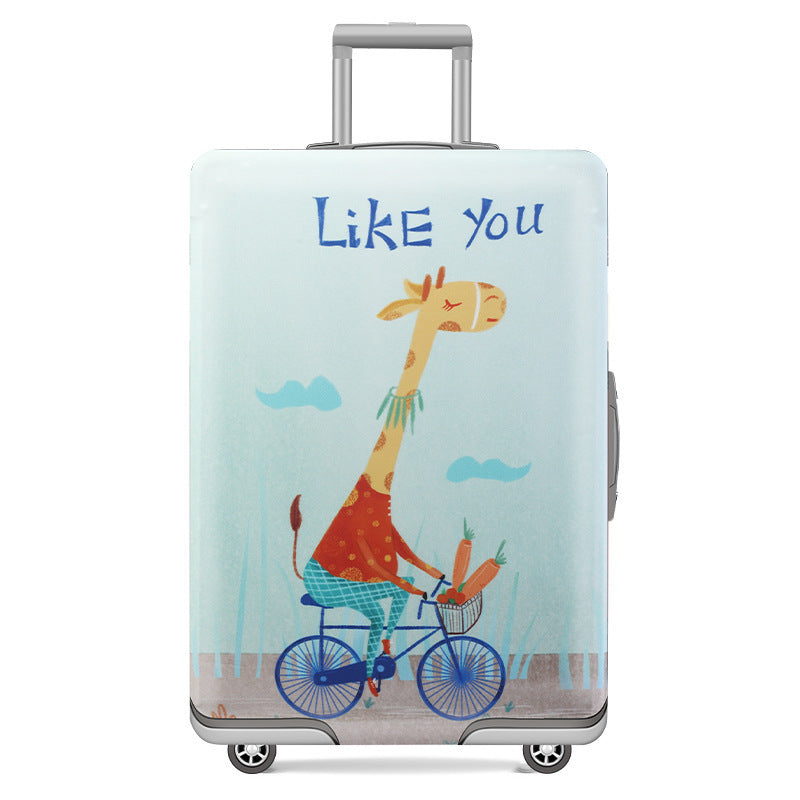 Unisex nan elastic motif suitcase cover made of stretchable polyester with handle and wheel openings Stornfield