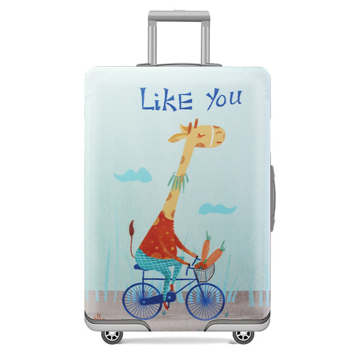 Unisex nan elastic motif suitcase cover made of stretchable polyester with handle and wheel openings Stornfield