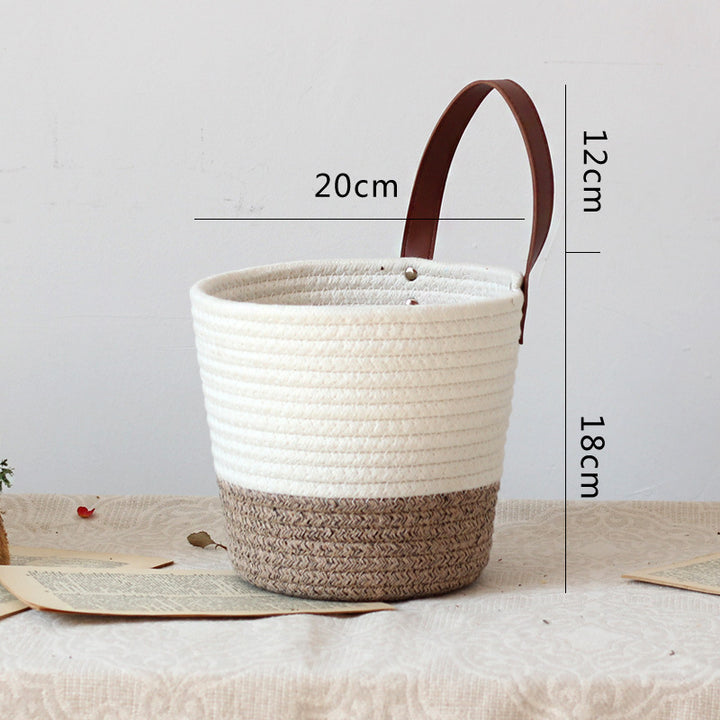 Decorative basket with leather handle Stornfield