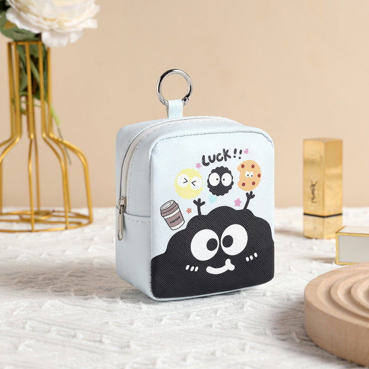 Compact Illustrated Zippered Cosmetic Pouch