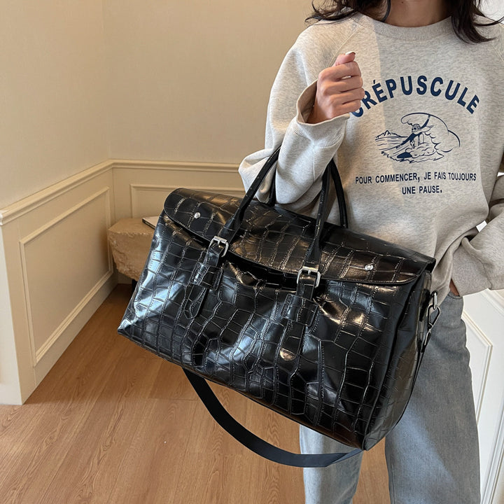 Crocodile Texture Luxury Travel Duffle Bag Stornfield
