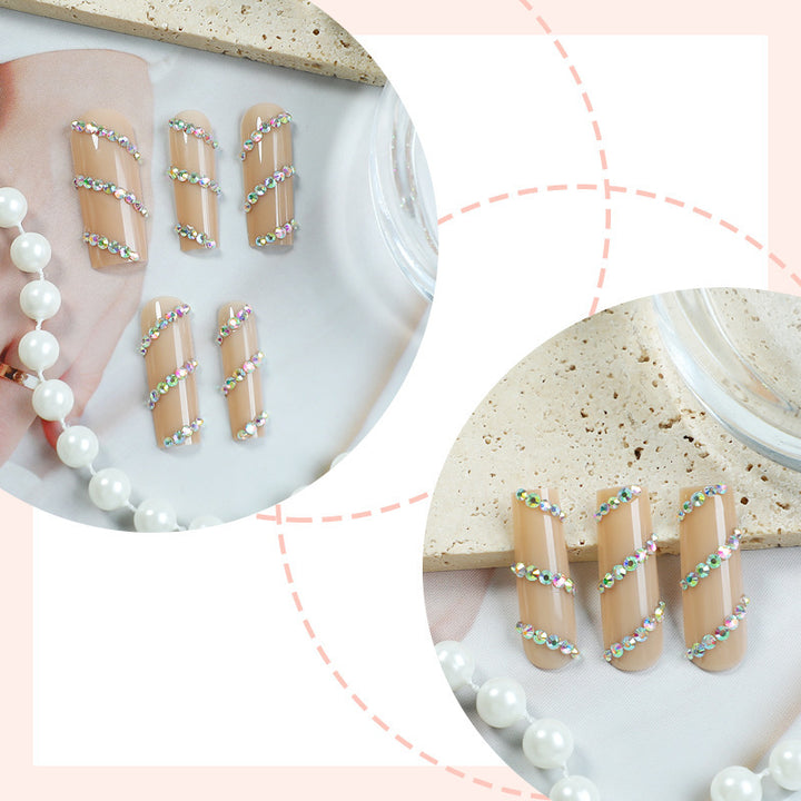 Decorative Press-On Nail Set with Rhinestone Accents Stornfield