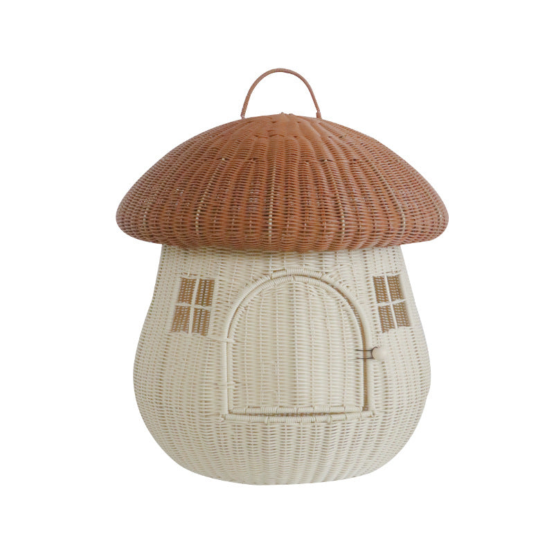 Playful cat basket in mushroom design Stornfield