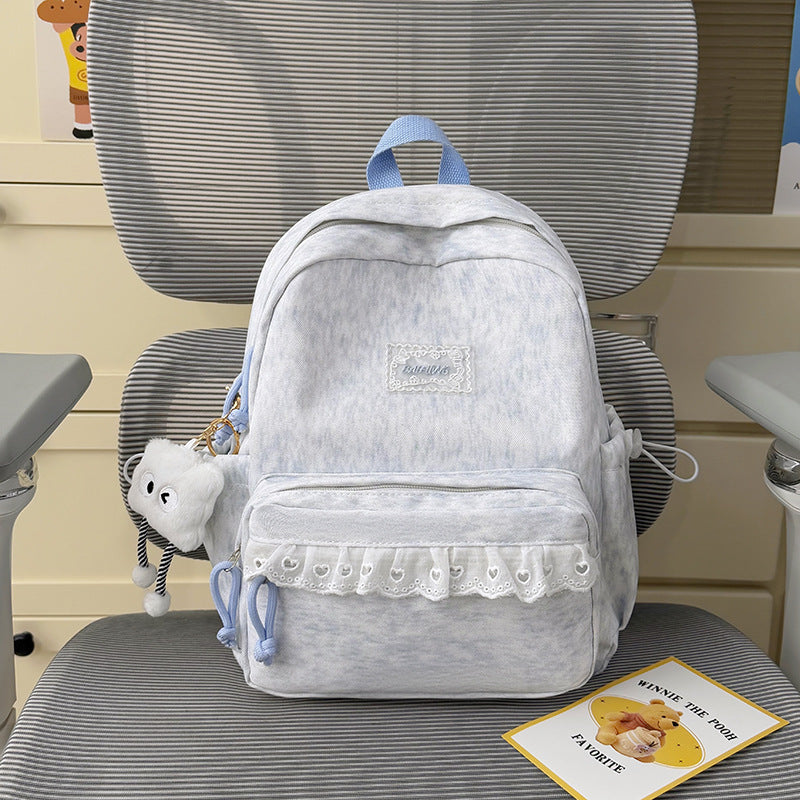 Stylish Backpack with Decorative Lace Trim Stornfield