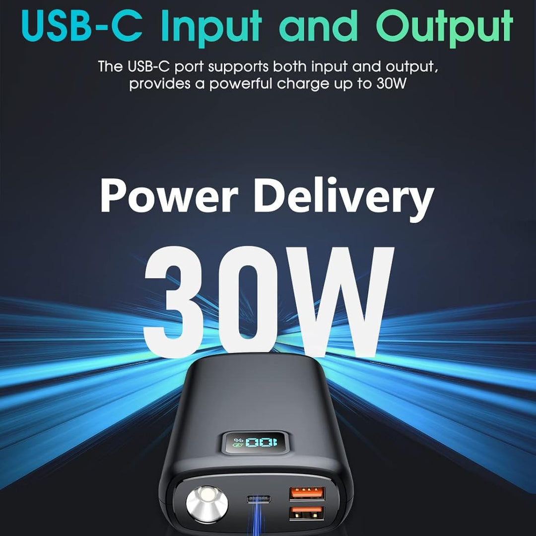 Portable power bank with digital LED display and flashlight function Stornfield