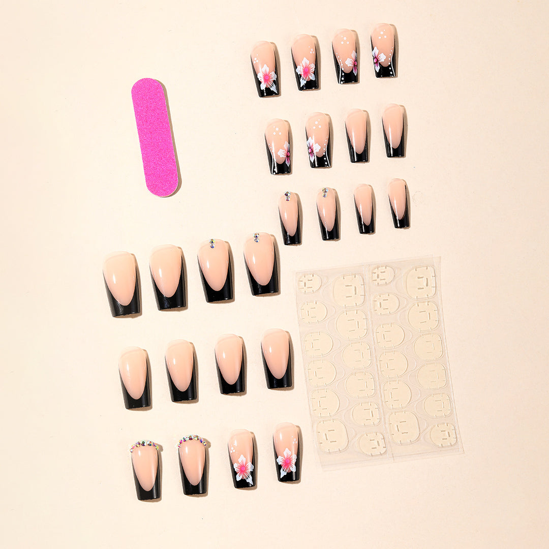 Glamorous Floral Accent Stiletto Nail Art Extensions Stornfield