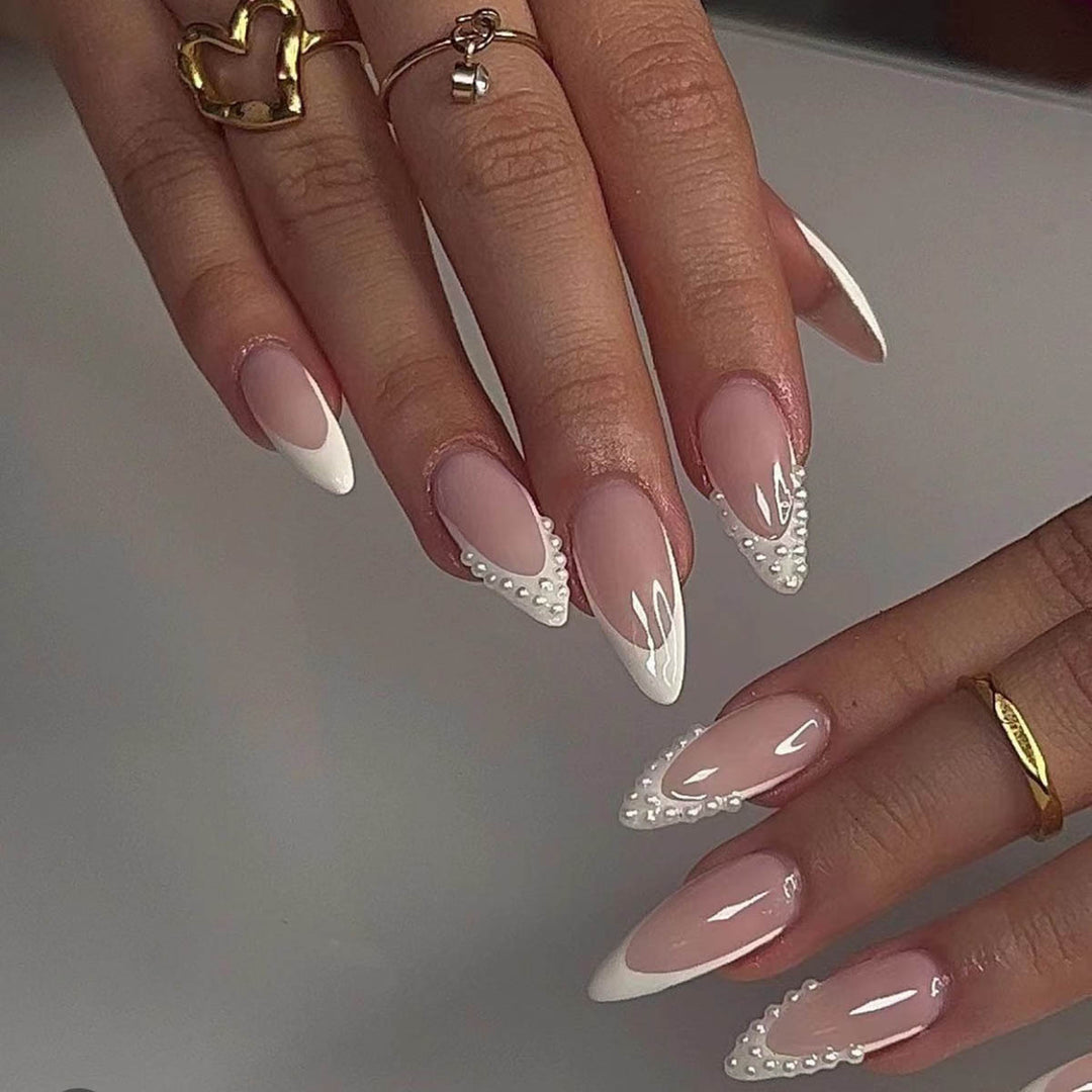 Nail art set with elegant design and 3D pearl embellishments Stornfield