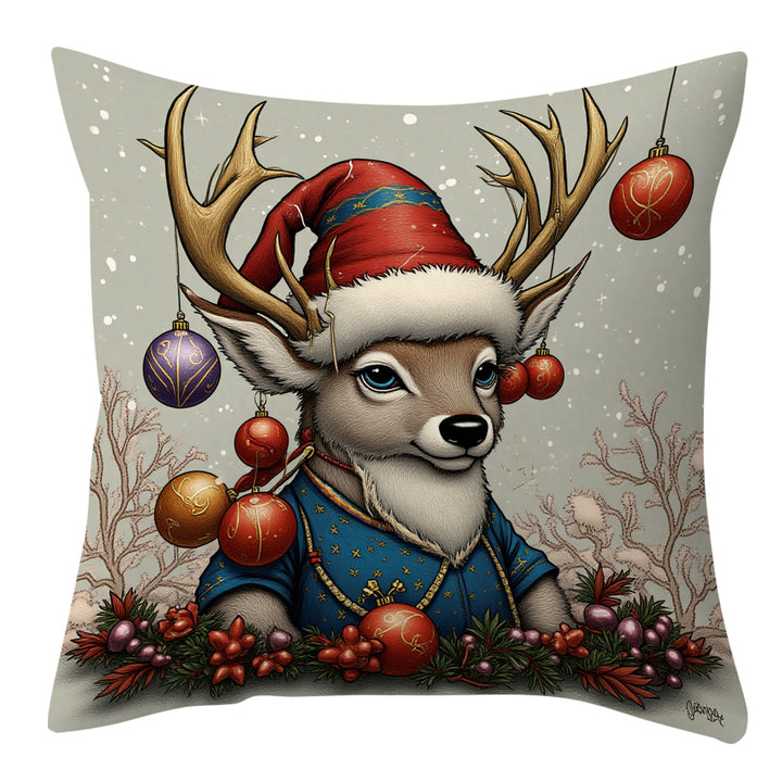 Festive Holiday-Themed Decorative Pillow