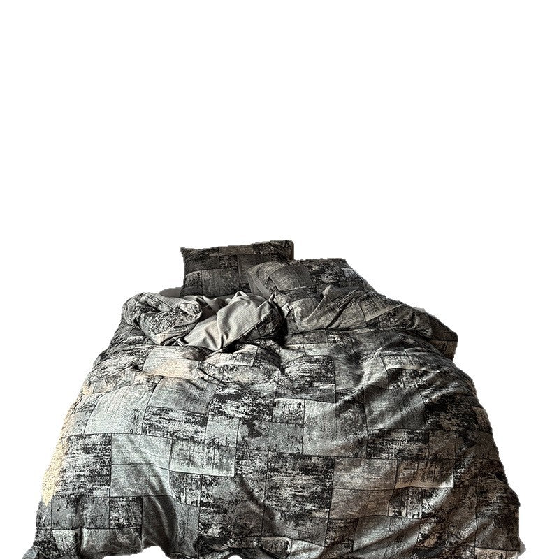 Textured Patchwork Cotton-Blend Duvet Cover Set with Pillow Shams