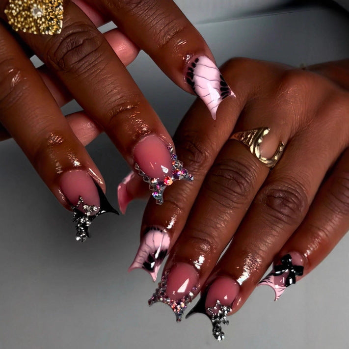 Artistic Gem-Embellished Stiletto Press-On Nails Stornfield