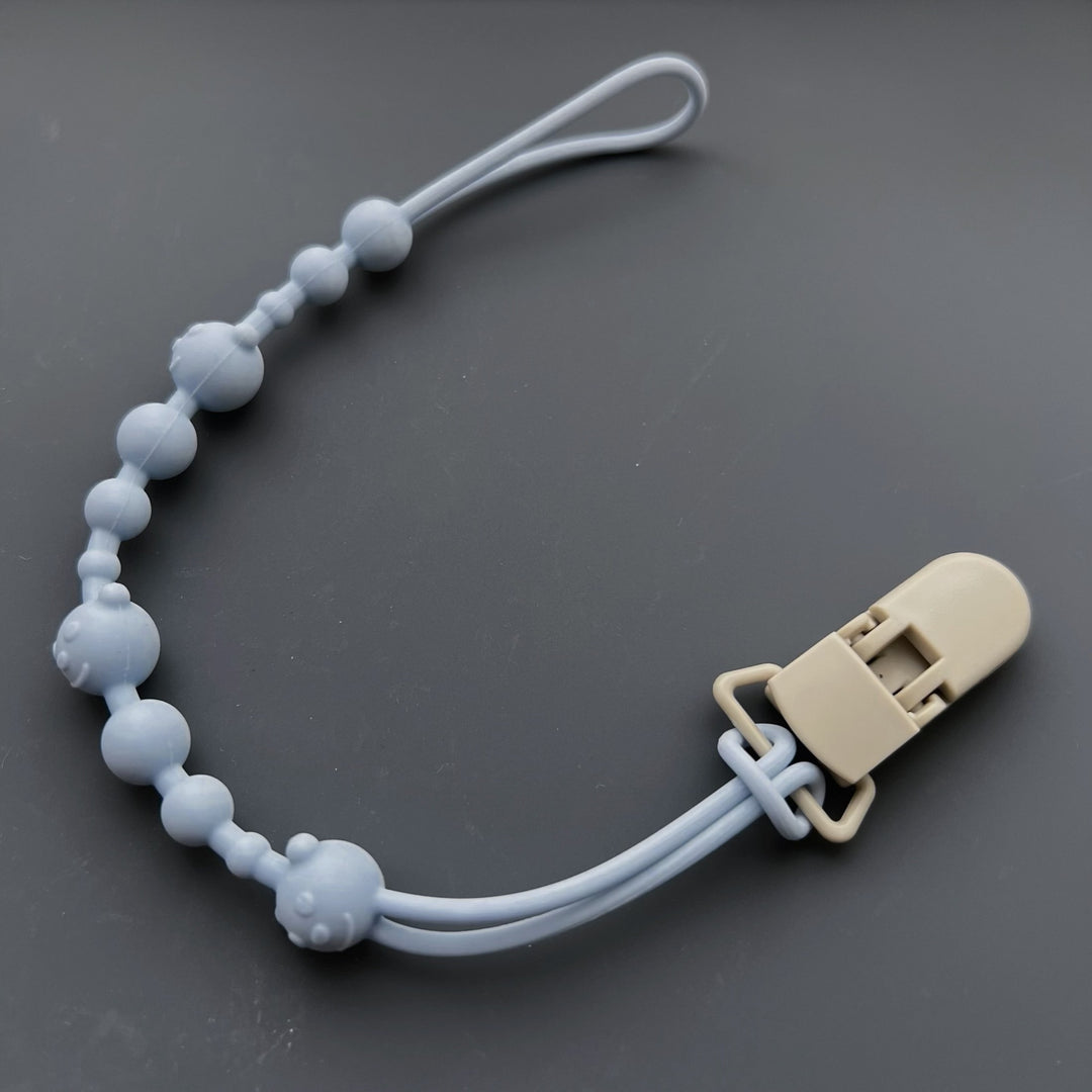 Silicone Beaded Pacifier Clip with Safety Lock