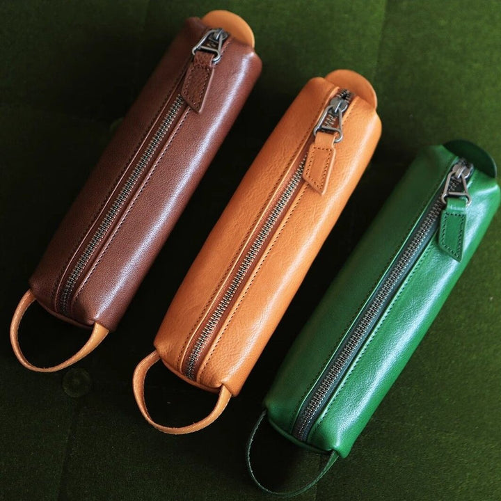 Stylish Zippered Leather Pencil Case Stornfield