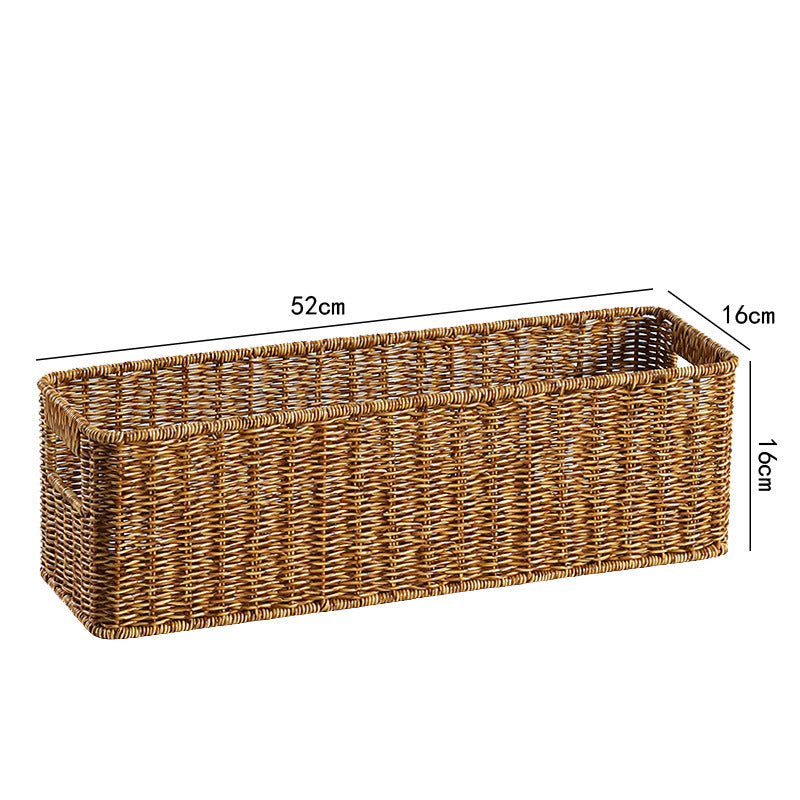 Handwoven Rectangular Storage Basket with Cut-Out Handles Stornfield