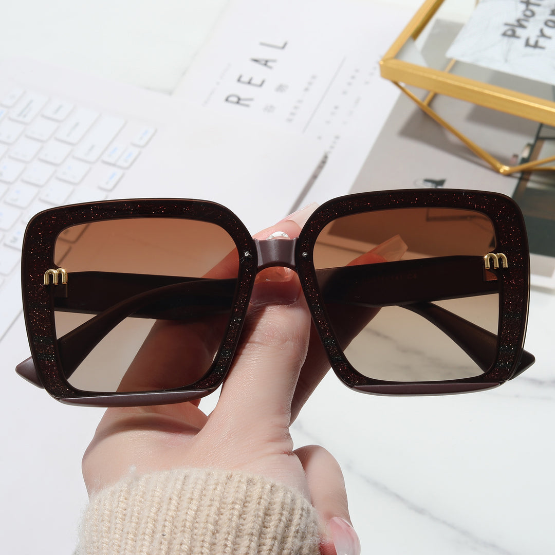 Ladies fashionable square sunglasses with shimmering frame Stornfield