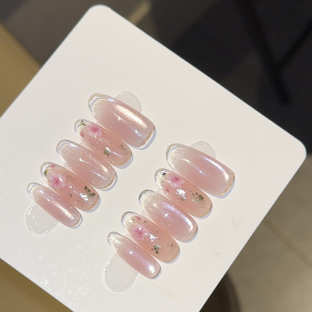 Artificial nails with glamorous glitter and flower design Stornfield
