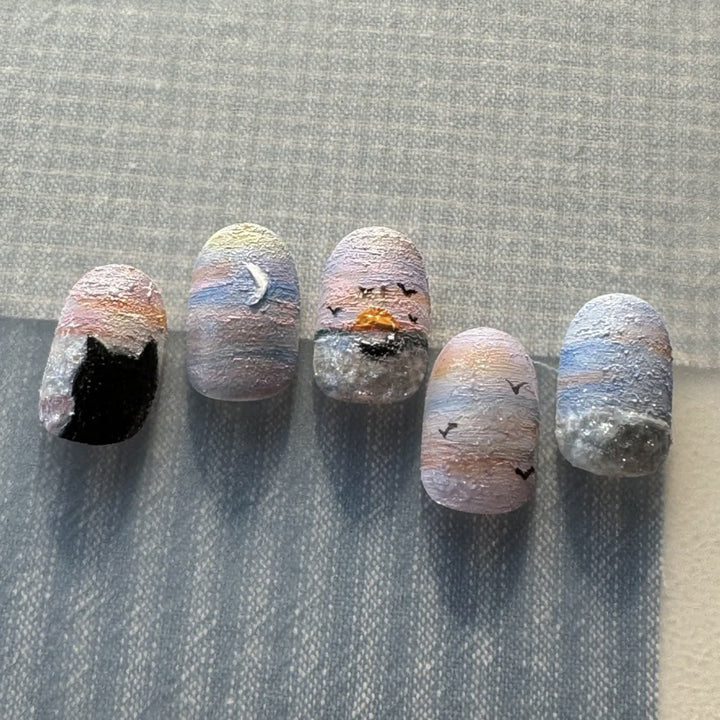 Artistic Cosmic-Themed Press-On Nail Set