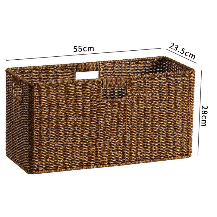 Handwoven Rectangular Storage Bin with Cutout Handles Stornfield