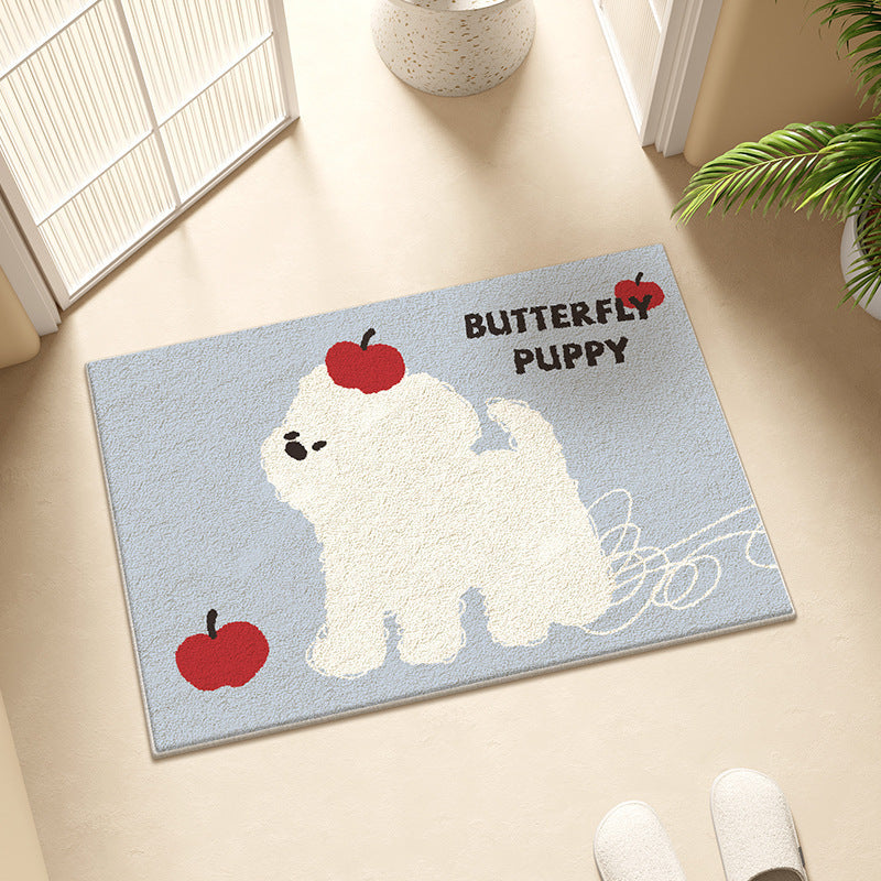 Cartoon Dog-Themed Plush Bath Rug for Bathroom