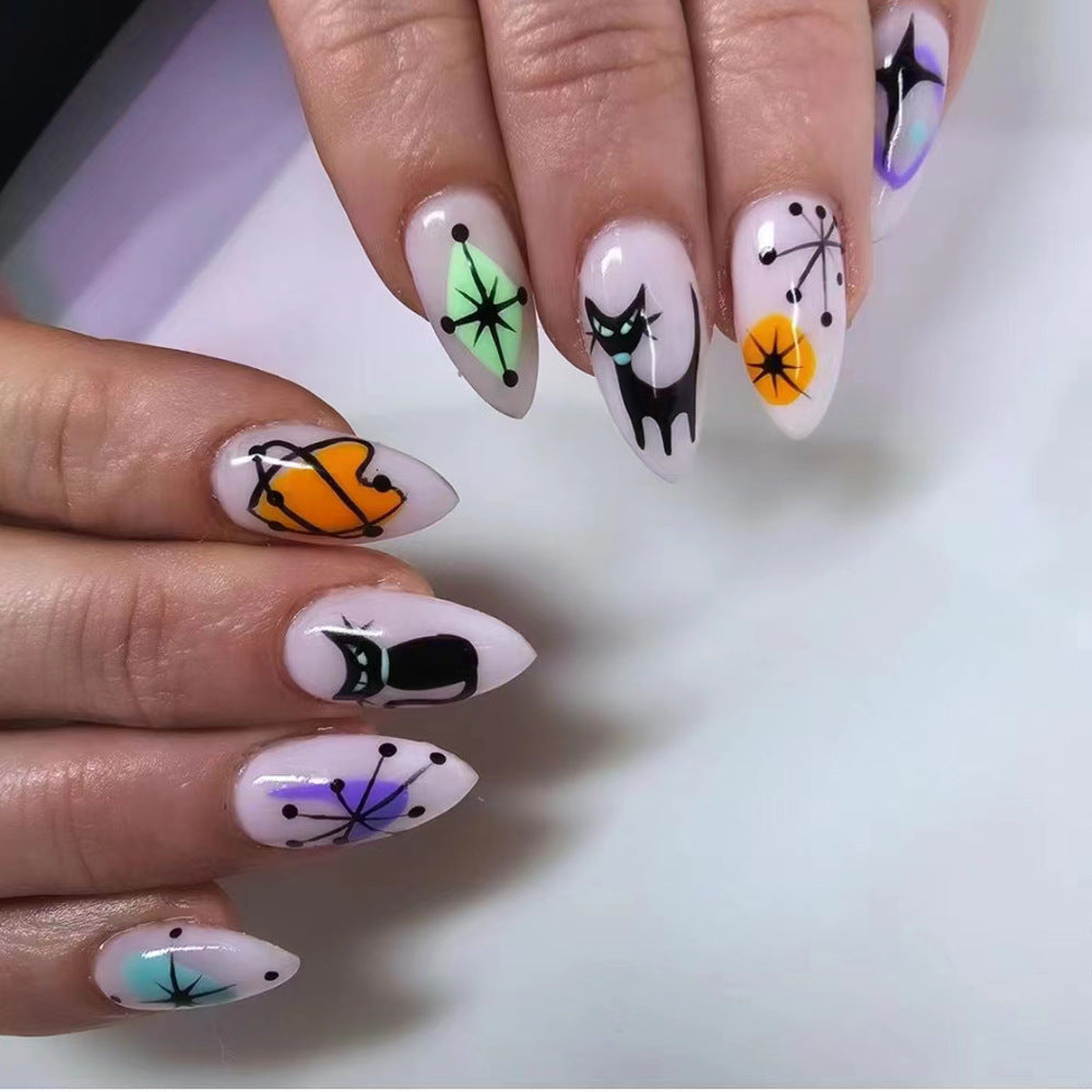 Artificial nail set with artistic Halloween designs Stornfield