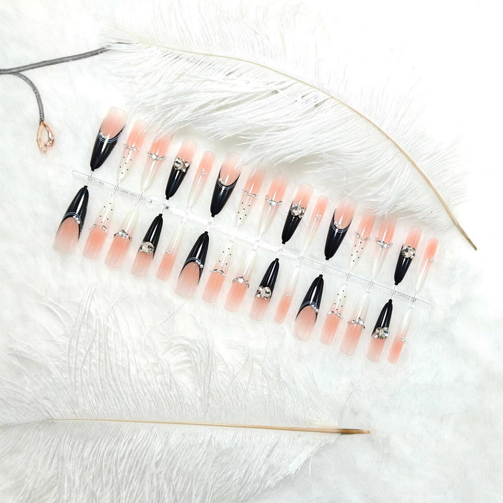 Elegant Artificial Nails with Glitter Accents and Fashionable Design Stornfield