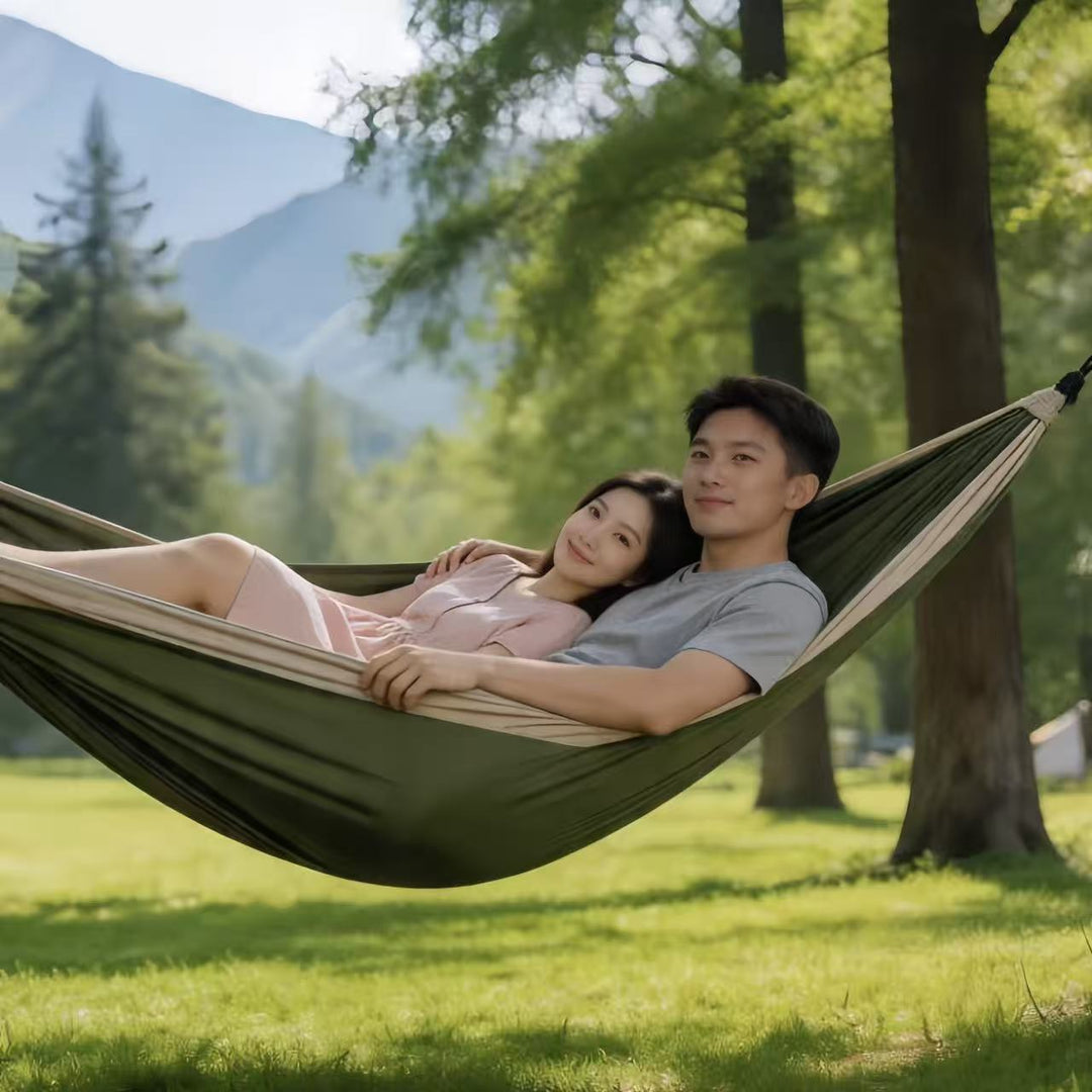 Ultralight portable parachute camping hammock with reinforced tree straps and ripstop nylon Stornfield