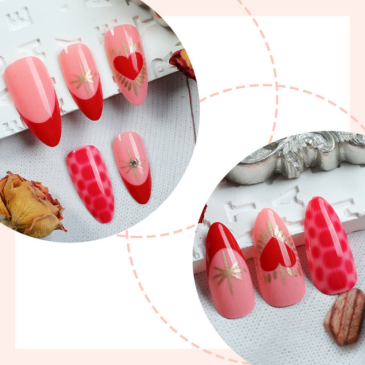 Artistic Heart-Inspired Press-On Nail Art Set Stornfield
