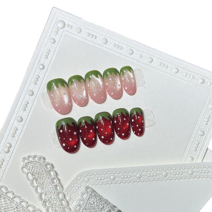 Artistic Strawberry Design Press-On Nail Set Stornfield