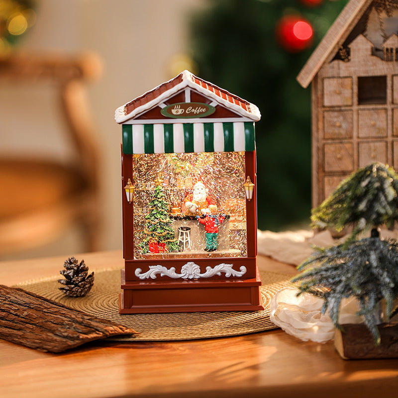 Illuminated Christmas lantern with snow and Christmas motif Stornfield