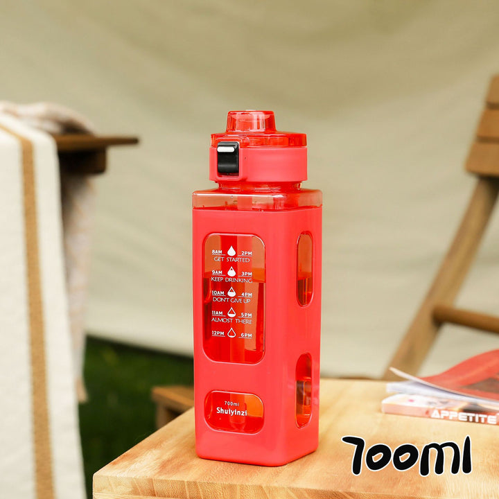 Women's water bottle with integrated time markers and straw Stornfield