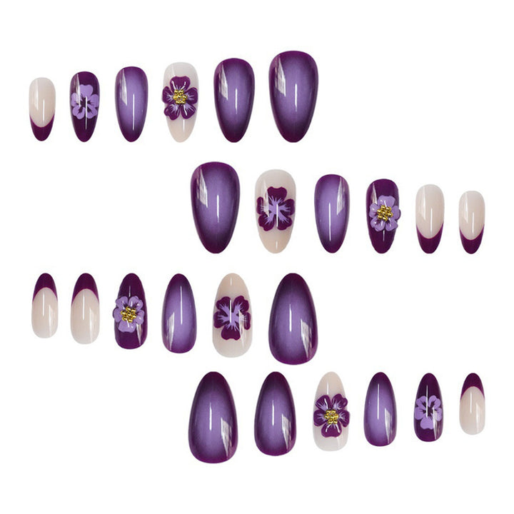 Artistic Floral Press-On Nails with 3D Accents Stornfield