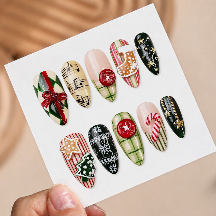 Festive artificial nails with Christmas motifs Stornfield
